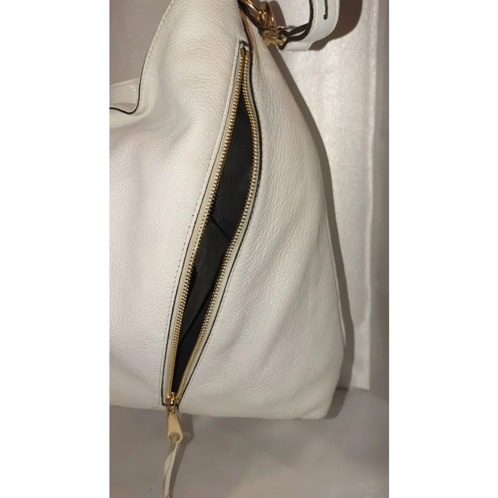 Rebecca Minkoff Moto Double Zip White Leather Hobo Bag